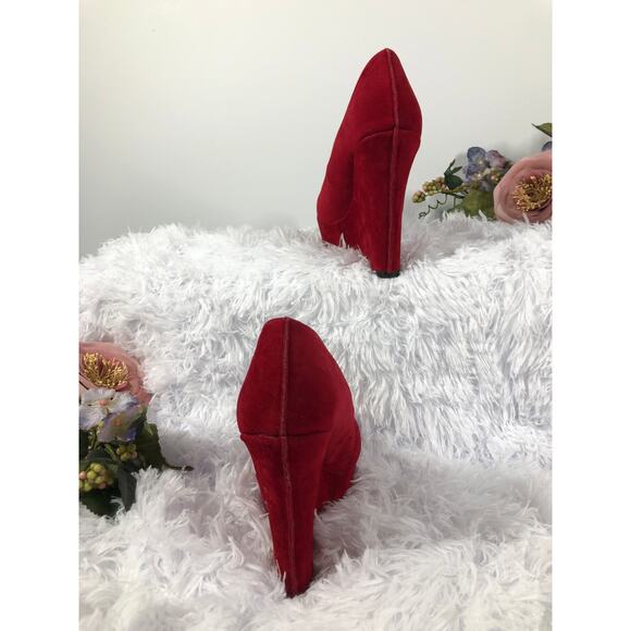 Michael Antonio Red Suede Platform Wedge Pump Size 8 - Picture 3 of 8